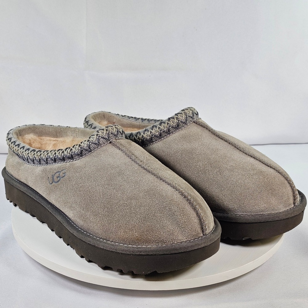 UGG Tasman Slipper Grey‎ Suede Wool Lined Slip On Shoes 5955 Womens 10